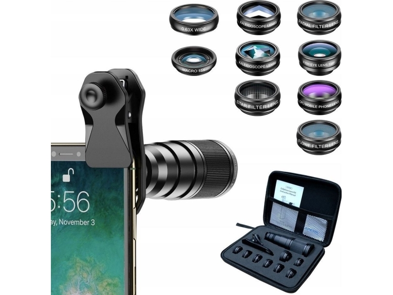 Apexel 12In1 Objektiv 22X Tele / Fisheye / Makro 15X / Weit 0.63X / Filter Cpl Für Smartphone Apexel / Apl-22Xdg9