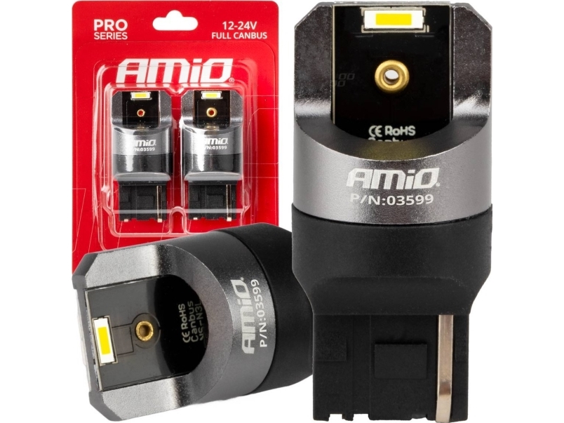 Led Lemputės, Pilnos „Canbus“ W21w 2Smd 7440 Baltos Spalvos, Amio-03599