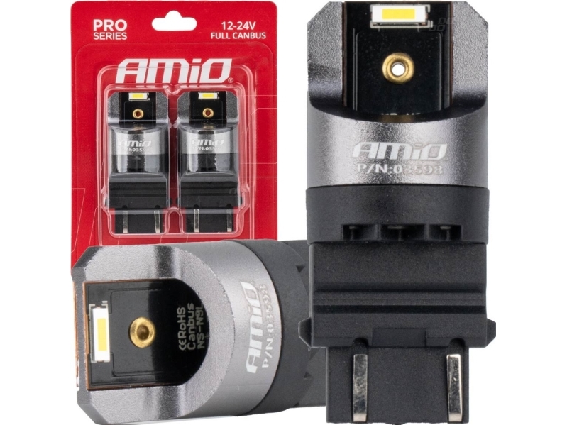 Led-Birne „Full Canbus Pro P27/7W“ 2X3157 Smd Weiß 12 V 24 V Amio-03598