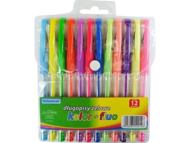 Schemat Długopisy Żelowe Kolor + Fluo 12 Kol. 0106 Schemat