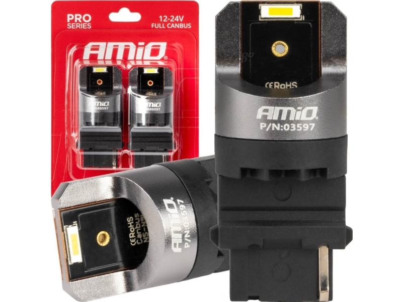 Led-Birnen Voll „Canbus Pro“-Serie, P27w T25, 2X1860smd, Weiß, 12 V, 24 V Amio-03597