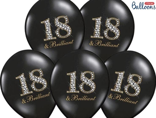 Ballon 18 &Amp Brilliant Sort Og Guld