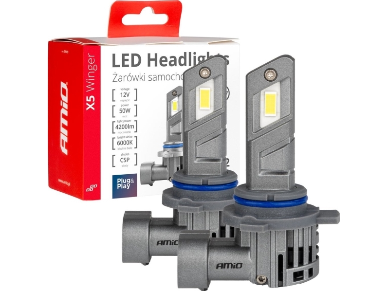 LED automobilių lemputės x5 serijos winger hir2 6000k canbus amio-03950