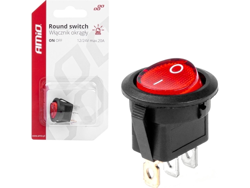 AMiO Rund kontakt med rød belysning amio-03086