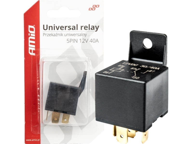 AMiO universal bilrelæ 5 pin 40a 12v automatisk kørelys amio-03509