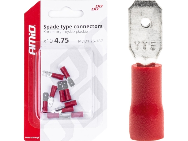 AMiO isolerade han-kontakter platta 4.75 mm, 0.5-1.5 mm², 10A, 10 st amio-03065 | Bilvård & Biltillbehör - HiFi för bilar - Förstärkare & subwoofers | GameStuff