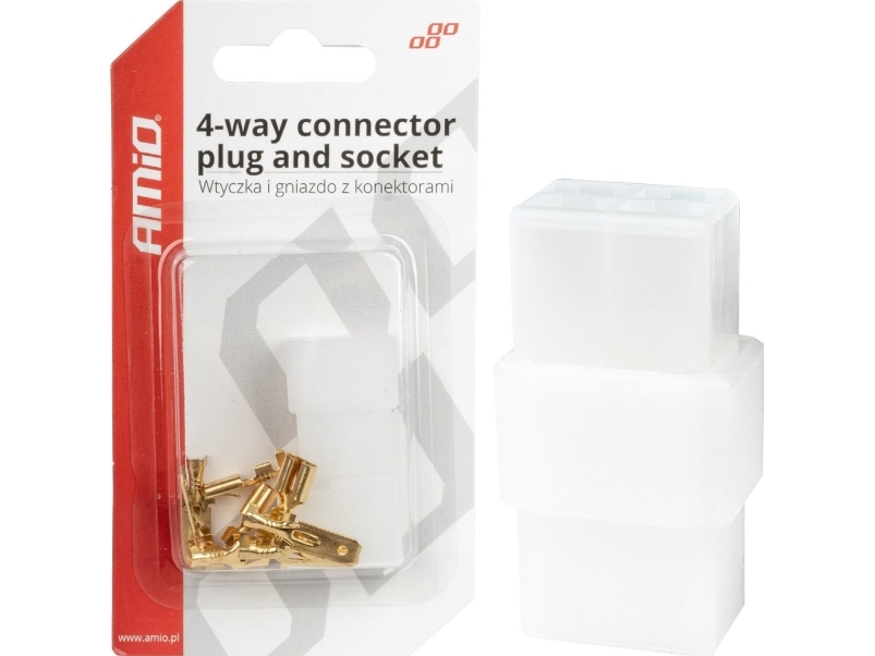 AMiO stikdåse klemrække elektrisk 4-polet + AMiO-03514 stik