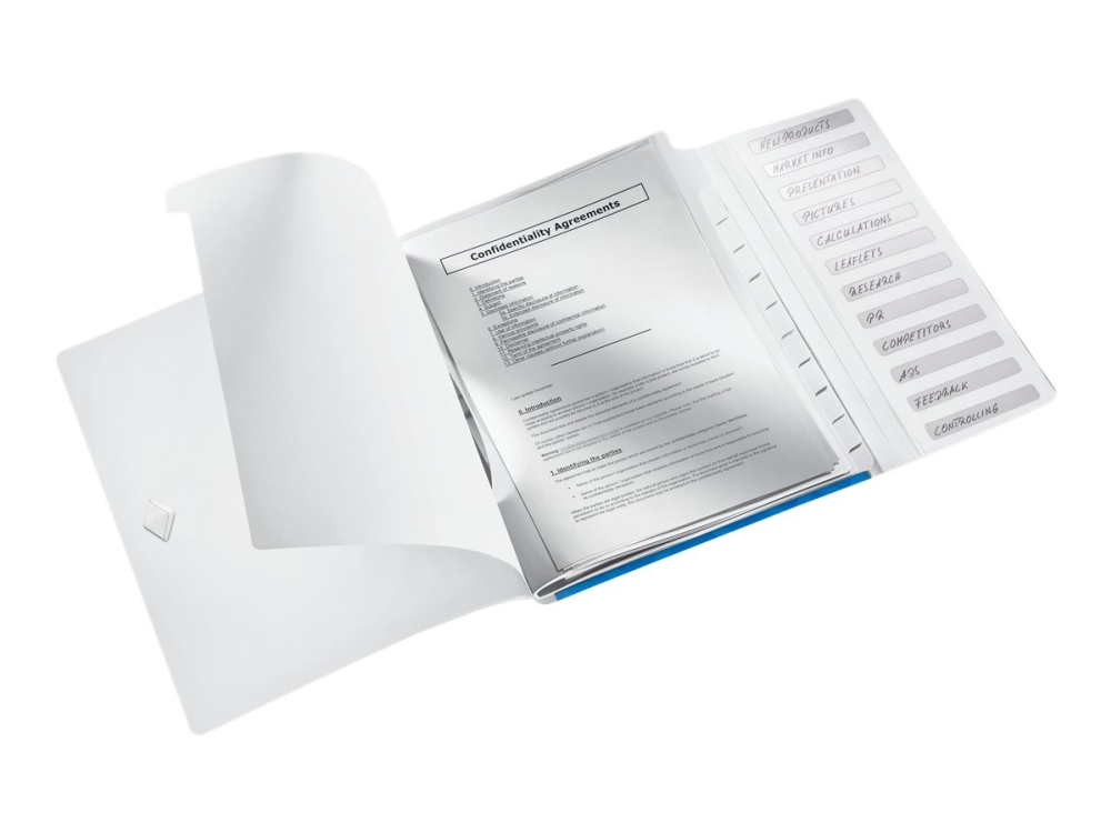 Leitz WOW - Klassificeringsmappe - 12 rum - 12 dele - for A4 (210 x 297 mm) - kapacitet: 200 ark - med faneblade - metalblå