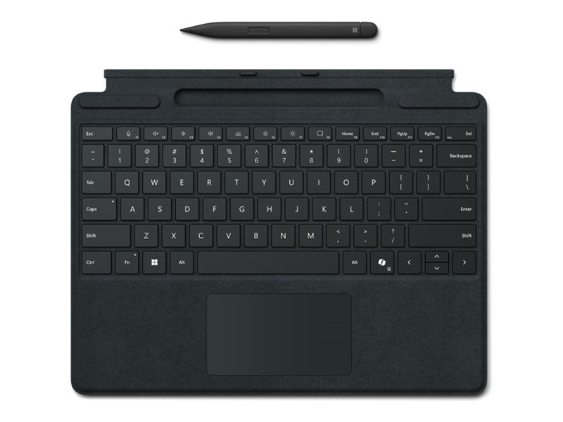 Microsoft Surface Pro Keyboard for Business - Tastatur - med penneopbevaring - med touchpad, accelerometer - bagbelyst - QWERTY - UK - sort - med Slim Pen - for Surface Pro 10, Pro 8, Pro 9, Pro X, Pro X for Business