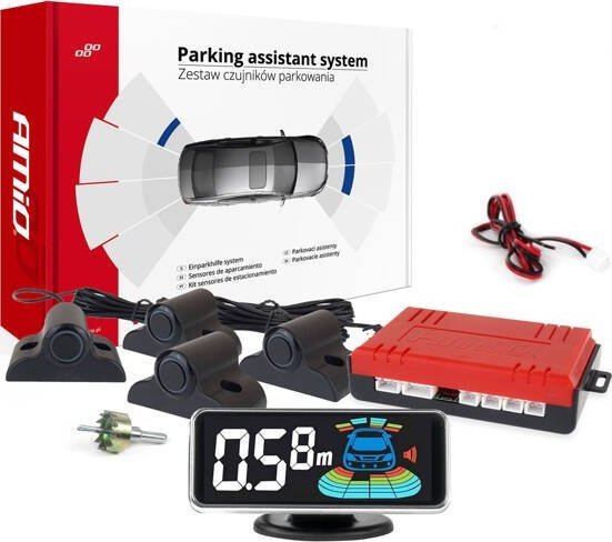 Parkavimo Pagalbos Sistema Led-Graf 3D, 4 Juodi Jutikliai 19 Mm, Sunkvežimiams Amio-03189