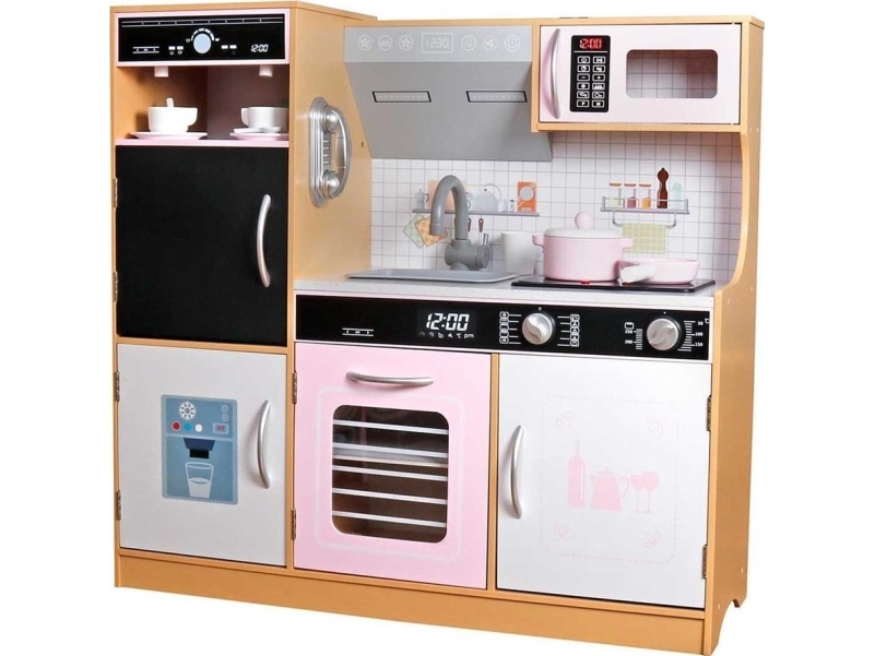 Gavebutik Trækøkken til børn med oplyste brændere 87x30x83,5 cm natur