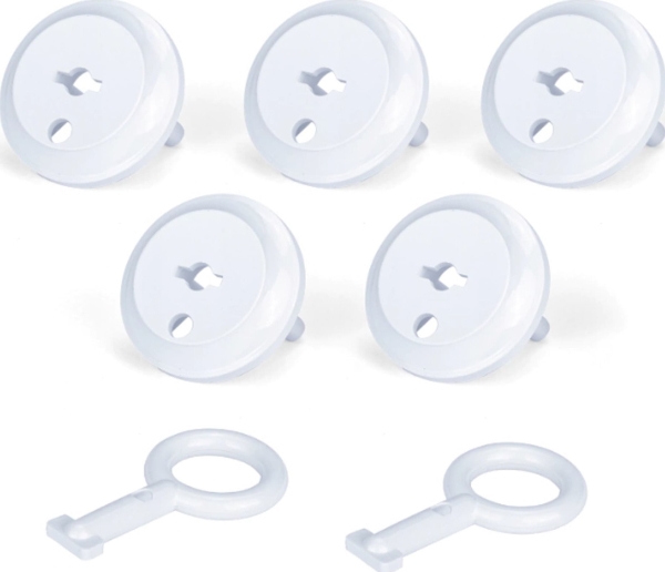 Montis täckplatta för universaluttag, set med 5 st + nyckel, vit MONTIS MT066 | Huset - Säkerhet & Larm - Säkerhetsmaterial | GameStuff
