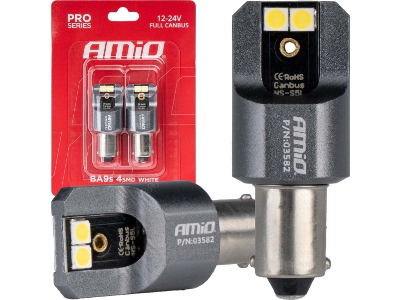 LED-lampor full canbus pro t4w ba9s 4x3030 smd vit 12v 24v amio-03582 | Bilvård & Biltillbehör - Belysning - Tillbehör & reläer | GameStuff