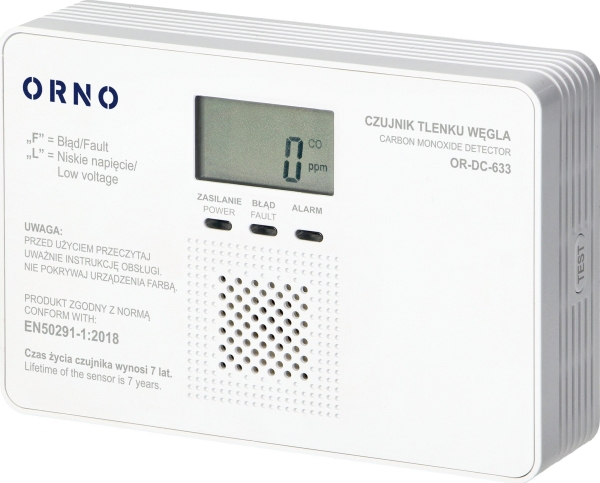 Orno batteridriven kolmonoxidsensor (CO), 9V, livslängd 7 år, EN 50291-1:2018, testad i Polen | Elverktyg - DIY - Elverktyg 230V - Excenterslip | GameStuff