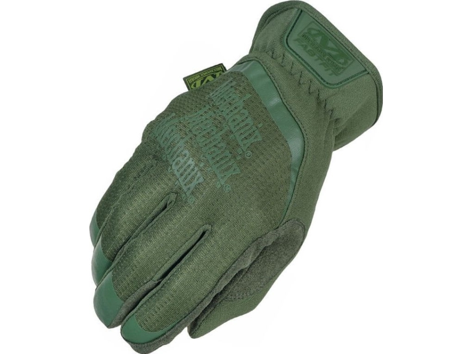 Mechanix Wear Pirštinės Mechanix FastFit® Olive Drab, žalios S dydis. Rauktas rankogalis, dirbtinė oda, TrekDry®