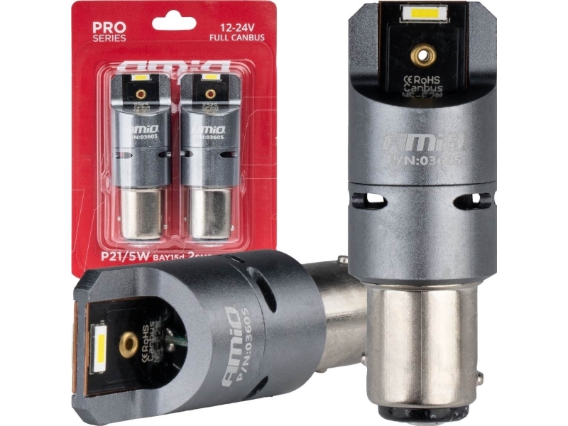 Led Lemputės „Full Canbus Pro P21/5W“ 2X1860 Smd Baltos 12 V 24 V Amio-03605