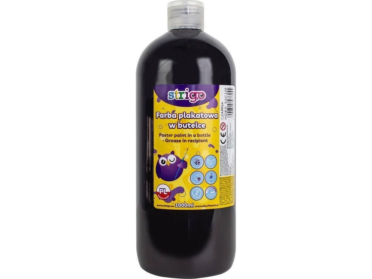 Plakatmaling i flaske 1000 ml sort STRIGO