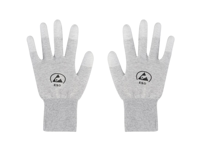 TRU COMPONENTS TC-12539848 ESD-hansker lysegrå størrelse L polyamidfiber, PU-belegg 1 par