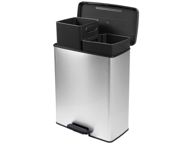 Curver Deco Bin Slim 254619 Abfallbehälter 52 L (B X H X T) 486 X 615 X 284 Mm Silber, Schwarz 1 Stk
