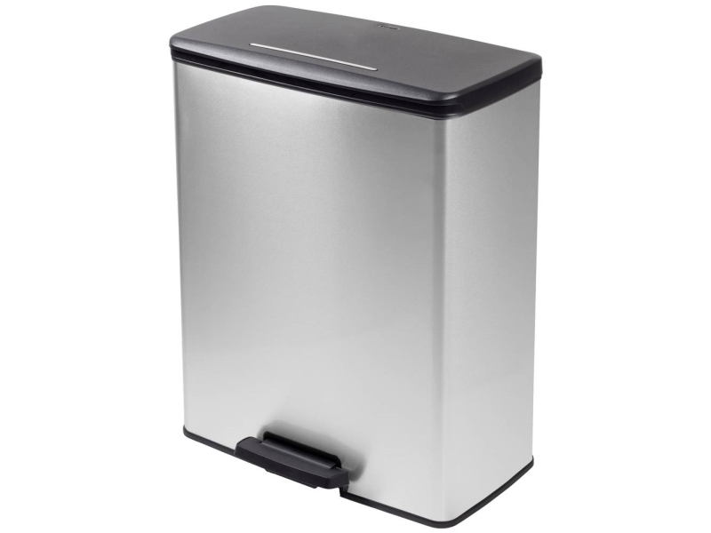Curver Deco Bin Slim 254610 Mülltonne 65 L (L X B X H) 480 X 480 X 615 Mm Silber/Schwarz Fußtrittmechanik 1 Stk