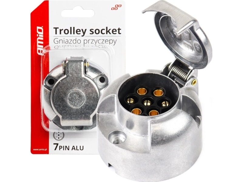 AMiO anhængerstikdåse i aluminium 7-polet amio-03217