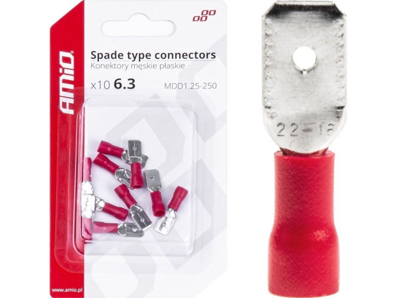 AMiO isolerade hankontakter platta 6,3 mm 0,5-1,5 mm² 10A 10 st amio-03066 | Bilvård & Biltillbehör - HiFi för bilar - Förstärkare & subwoofers | GameStuff