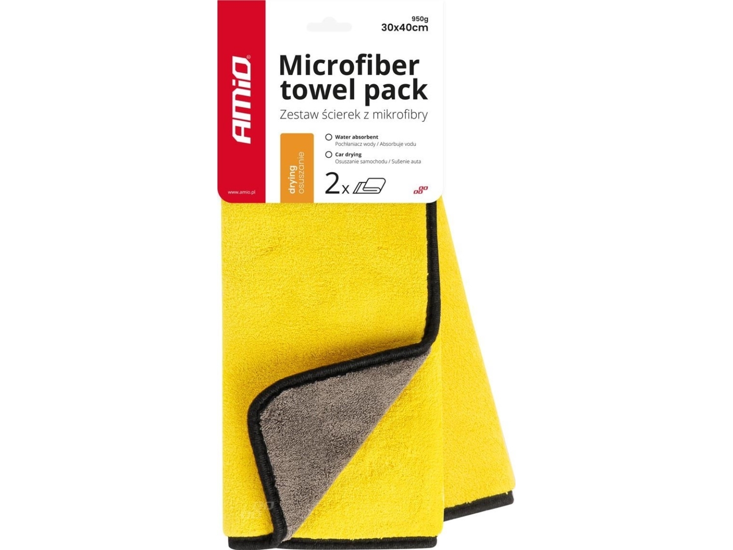 AMiO Mikrokuituinen auton kuivauspyyhe 30x40 cm 2 kpl amio-03755 amio-03755