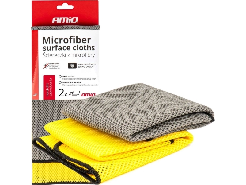 AMiO mikrofiberklud til fjernelse af insekter og hårdt snavs 2 stk. 40x40 cm 280 g amio-03977
