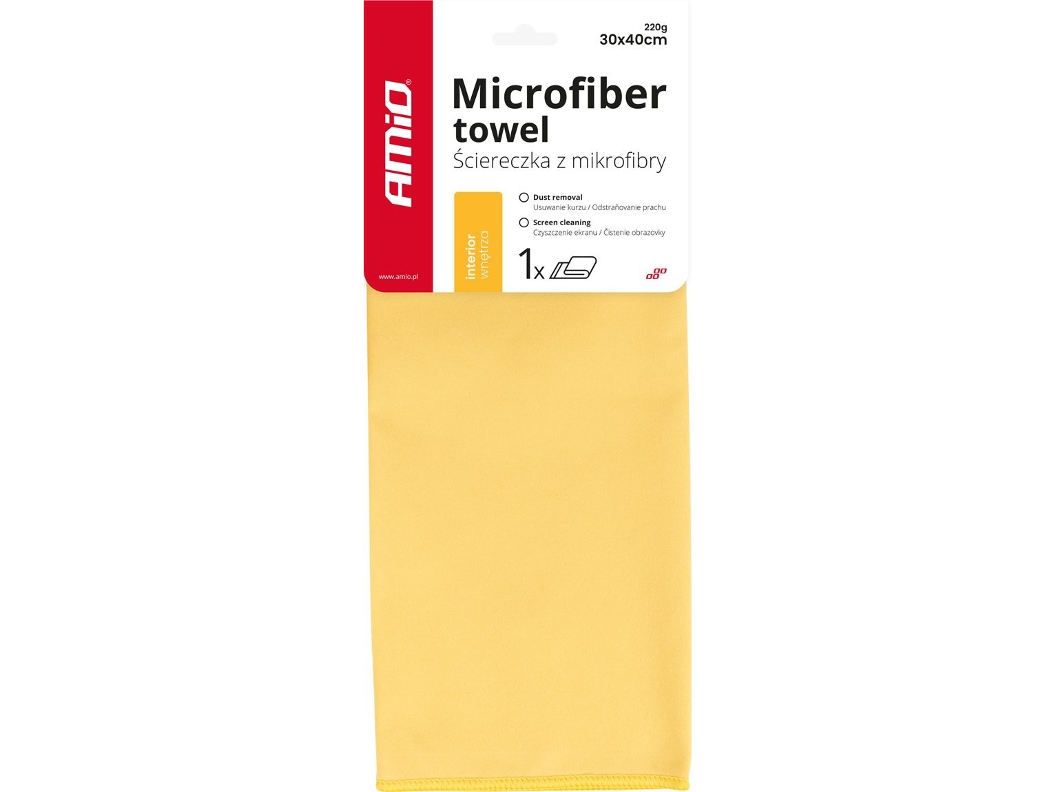 AMiO Mikrofiberklud til rengøring af bilens interiør 30x40 cm amio-03744