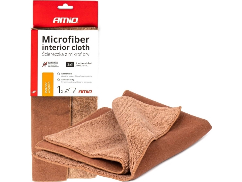 AMiO mikrofiberklud 2-i-1 til bilinteriør og skærme 30x30 cm 500 g amio-03982