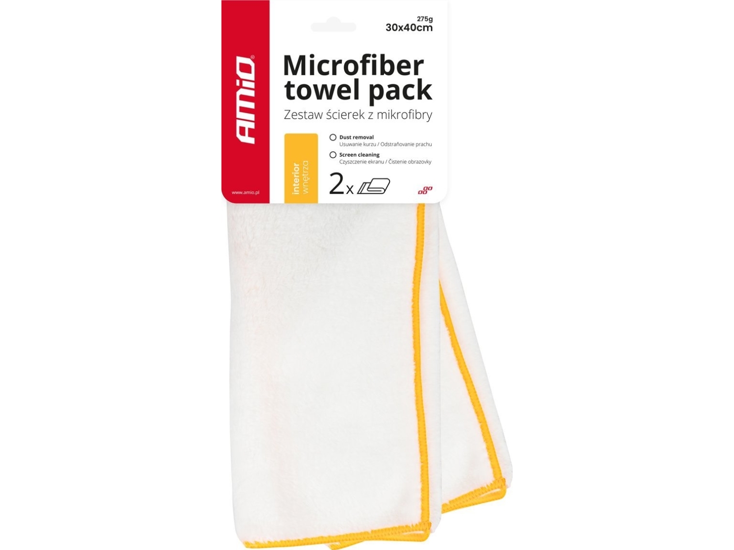 AMiO mikrofiberklud til bilrengøring 30x40 cm 2 stk amio-03740