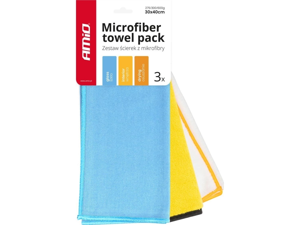 AMiO sæt mikrofiberklude 30x40 cm 275/300/600 g 3 stk amio-03750