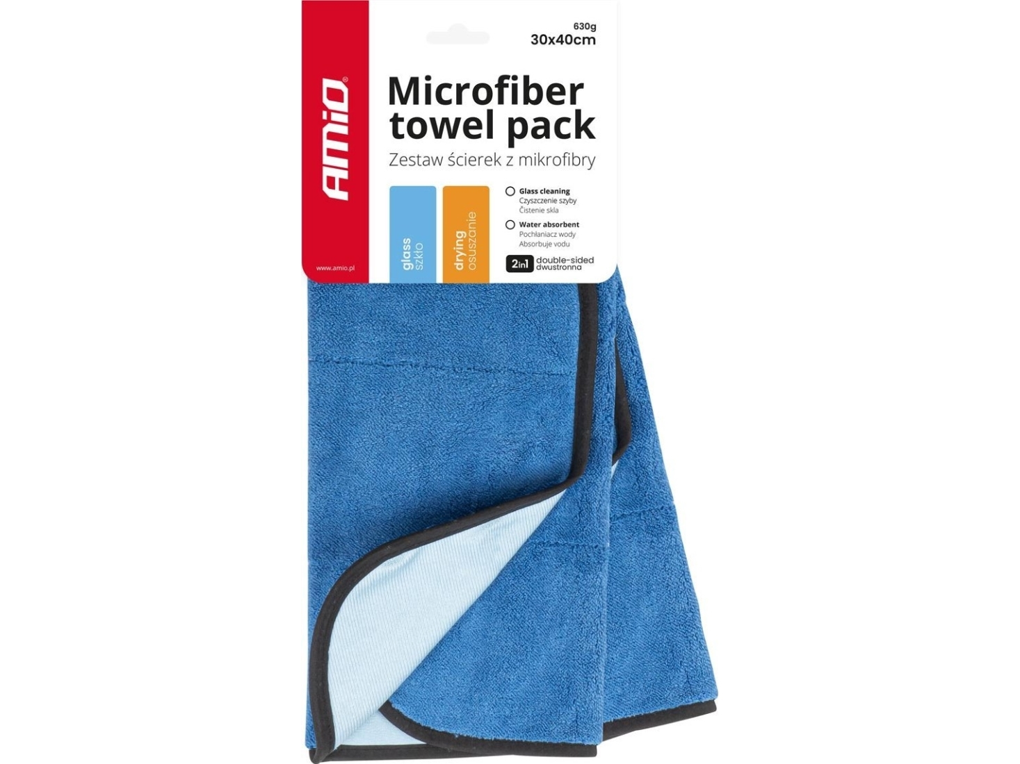 AMiO Mikrofiber för fönsterputsning och biltorkning 2in1 30x40 cm 2 st 630g amio-03747 | Bilvård & Biltillbehör - Exteriör Bilvård - Tvätttillbehör | GameStuff
