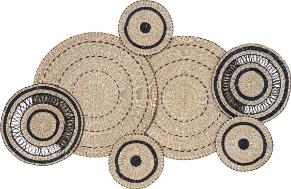 Atmosphera boho vægdekoration med stråcirkel, 115 x 72 cm