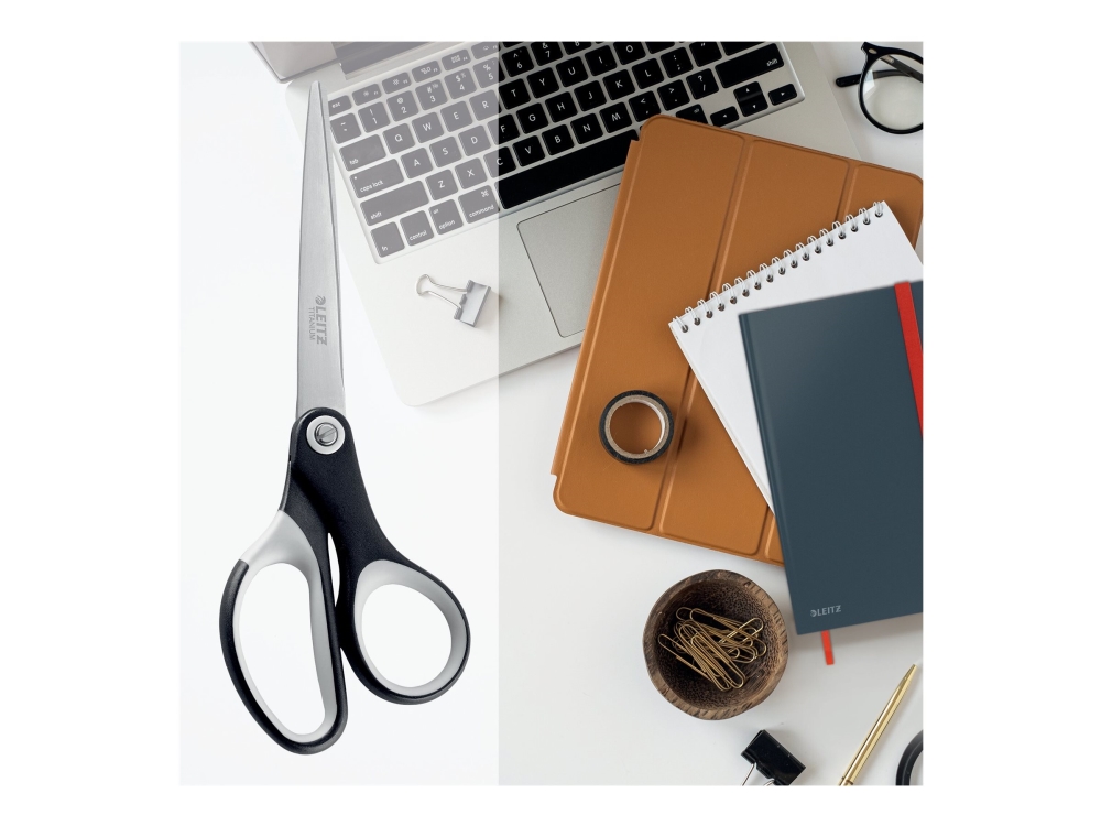 Leitz saks Quality 205 mm - sort, titanium og Soft Touch