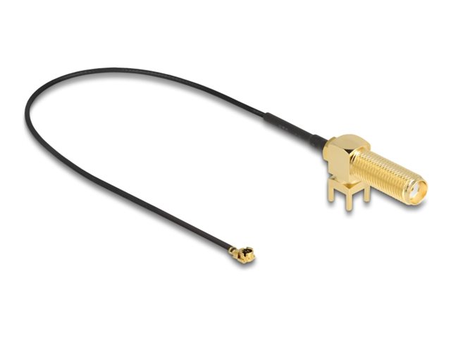 Delock Antennenkabel Sma 90° Pcb Buchse Zum Einbau Zu I-Pex Inc., Mhf I Stecker 1.13 25 Cm Gewindelänge 15 Mm, 0,25 M, Rp-Sma, I-Pex Mhf1, Schwarz