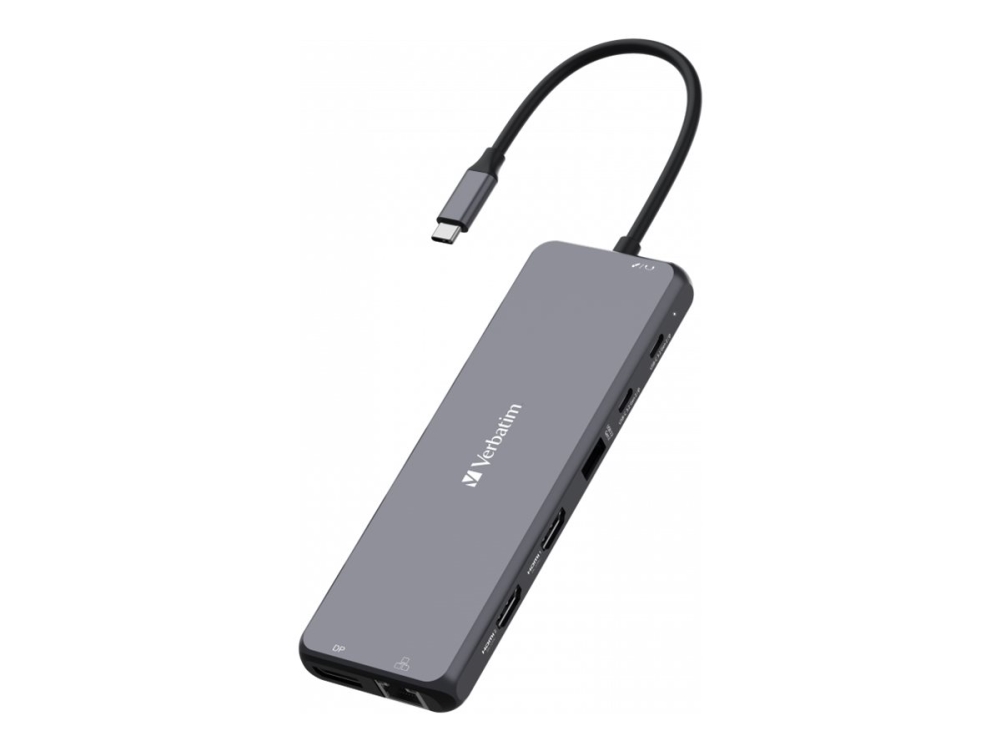 Verbatim CMH 13 - Hub - 2 x HDMI + 2 x USB-C (strømforsyning) + 3 x USB-A 3.2 Gen 1 + 1 x DisplayPort - desktop