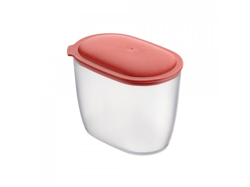 Koziol 4064704, Universalbehälter, 1,4 L, Koralle, Transparent, Abnehmbarer Deckel, Oval, 113 Mm