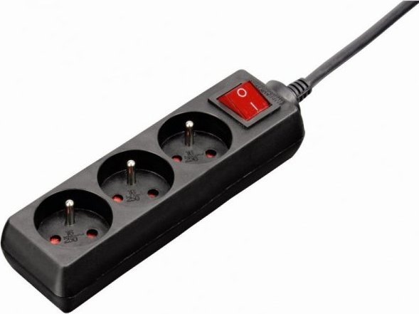 UN YLIJÄNNITESUOJA AL3 3-PISTORASIAN JATKOJOHTO 1.5M MUSTA (1 KPL)