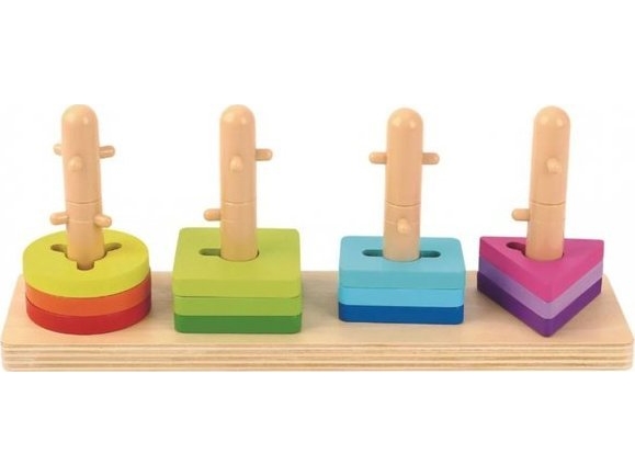 Tooky Toys Žaislų žaislų formos rūšiavimas su spalvingais „Montessori“ blokais