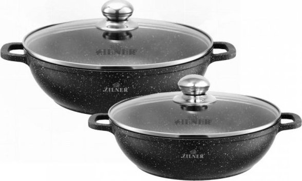 Zilner 2 Wok Pander Med Marmur Belægning 28 / 32cm Zilner Zl 8610