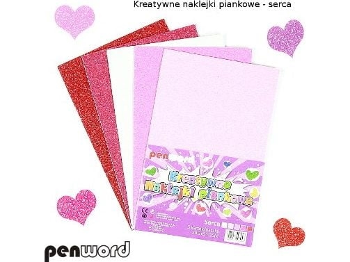 Penword CREATIVE STICKERS 20, 3x31, 2cm glitterhjerter mix 5 FARVER Penword