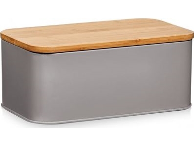 Bamboo Metalinė duonkepė su bambukine pjaustymo lentele, pilka, 2in1, ZELLER