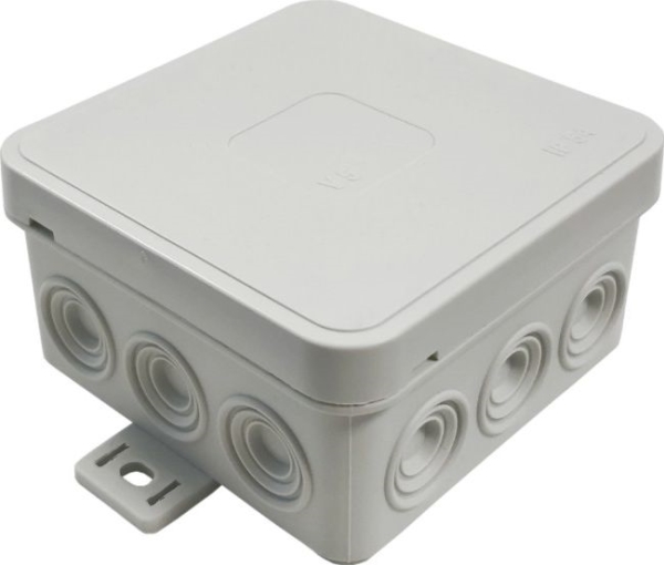 ViPlast 035-03 Overflademonteret boks med 12 indløb, mål/udvendig 75x75x41 mm IP54 grå ViPlast 2377