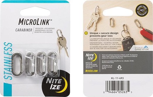 NiteIze Karbinhake Nite Ize MicroLink Stål Silver 4 st | Möbler - Tillbehör - Nyckelkabiner & tillbehör | GameStuff