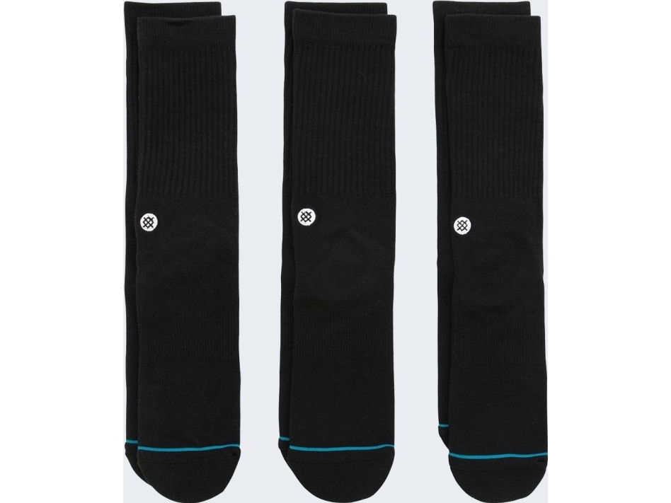 Stance Icon Crew sokker 3 par Black