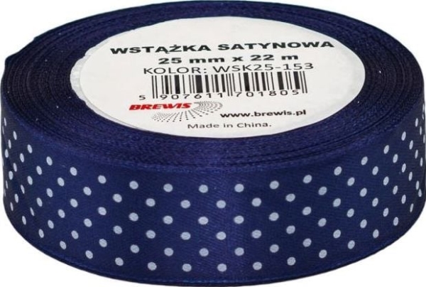 Satin Dot-Ribbon Navy Blue 25Mm X 22M
