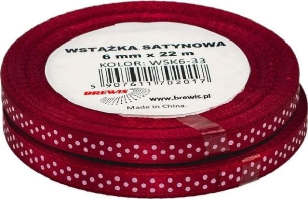 BREWIS Satinbånd med prikker 6 mm WSK6-33 Brewis