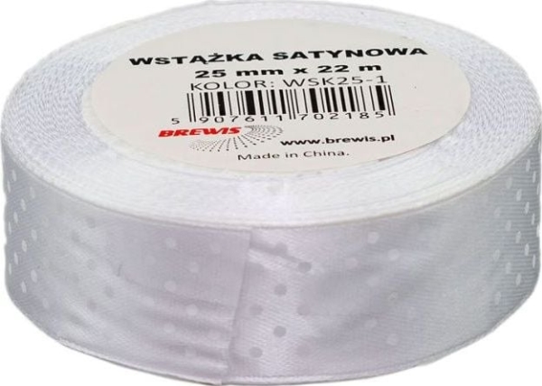 Gepunktetes Satinband Weiß 25 Mm X 22 M