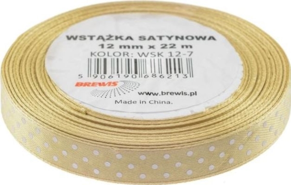 Brewis satinbånd med prikker 12 mm x 22 m farve 7